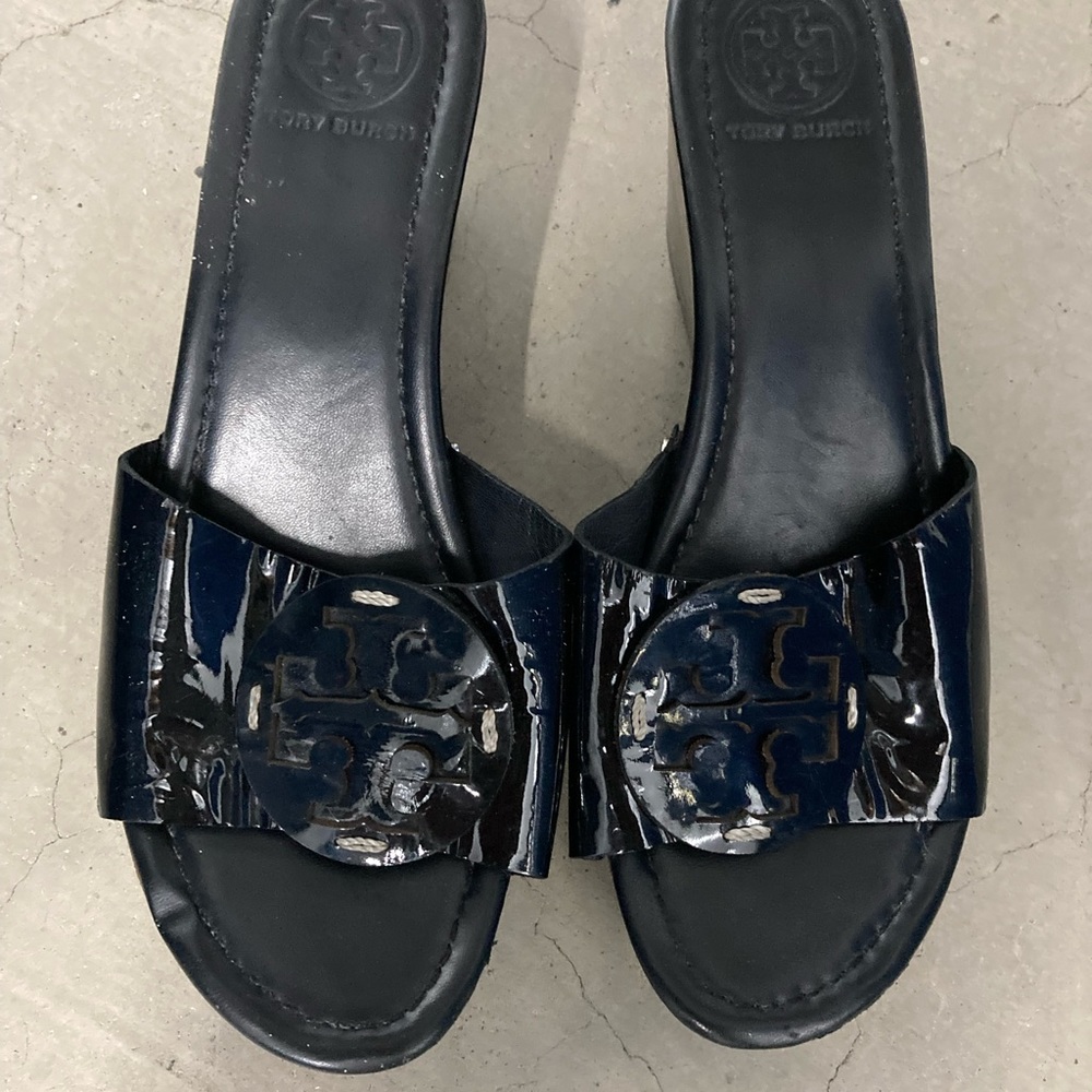 Tory Burch The Patti wedge patent leather sandal